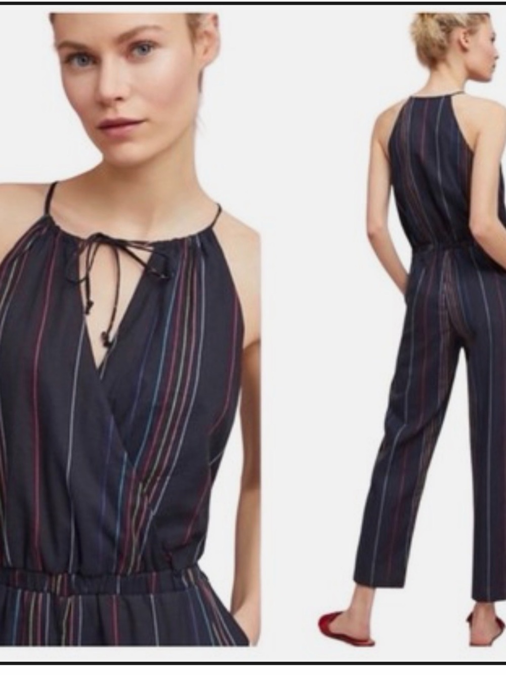 Dolan/Anthropologie Navy Multistripe Sleeveless Jumpsuit